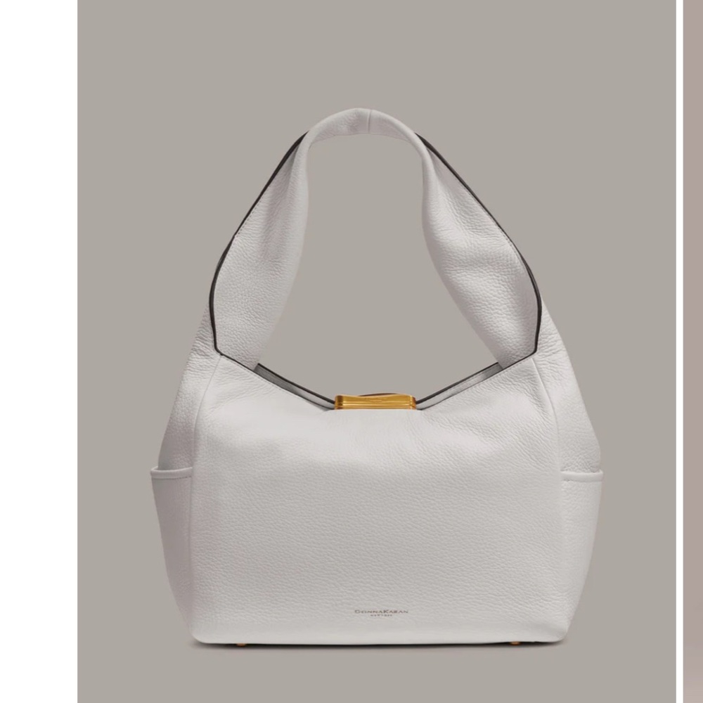 Donna Karan Amagansette White Leather Shoulder Bag